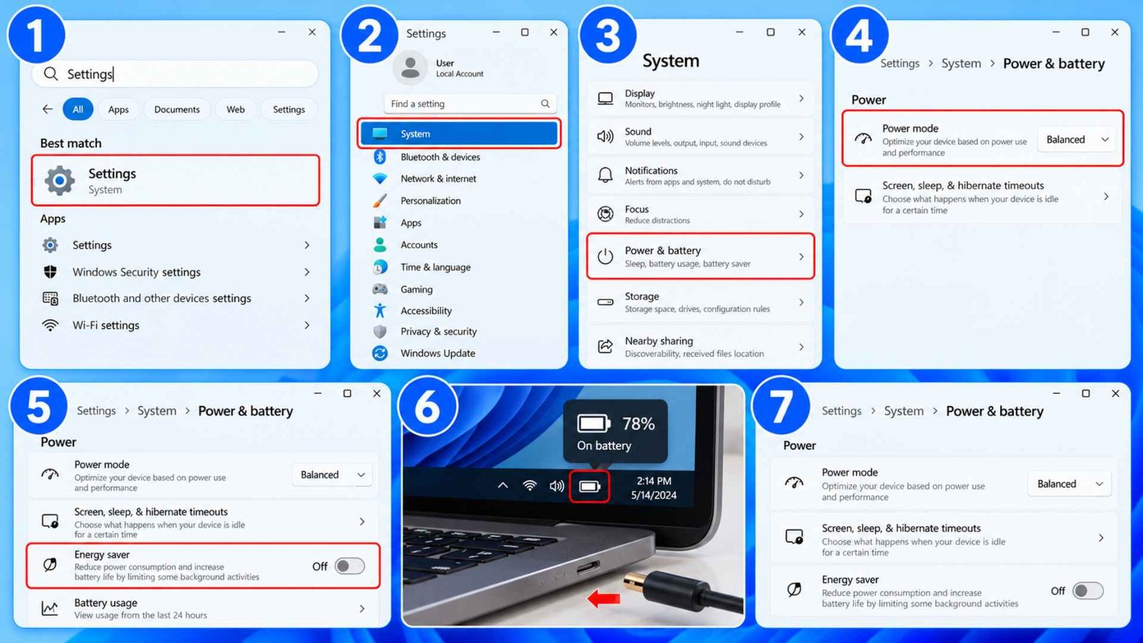 Adjust Windows Power Status and Energy Saver Settings