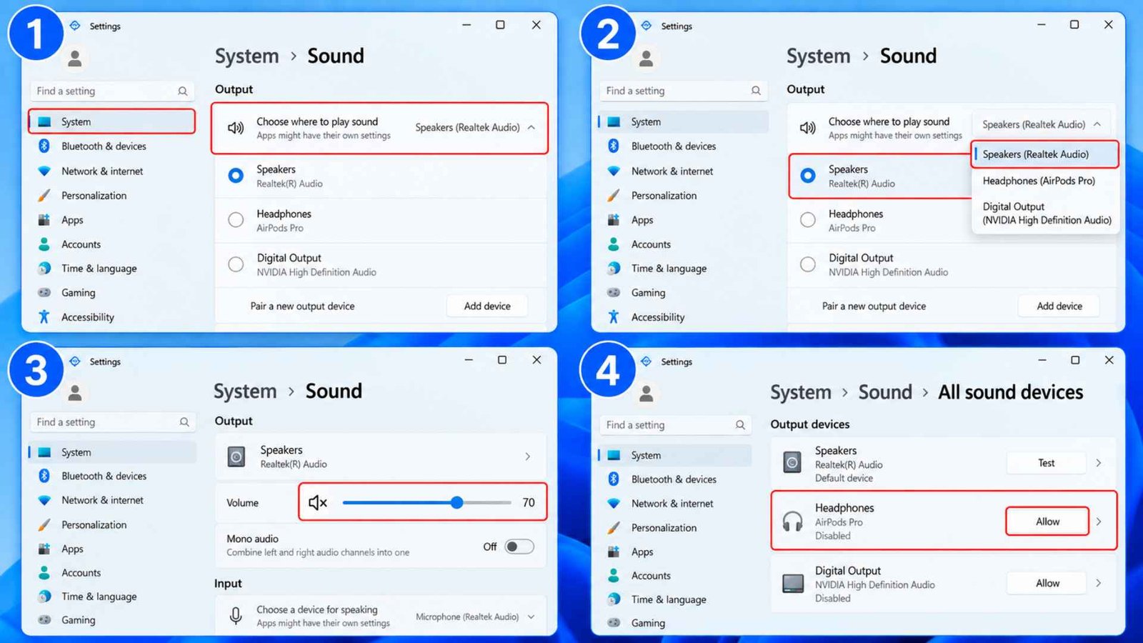 Check the Correct Audio Output Device