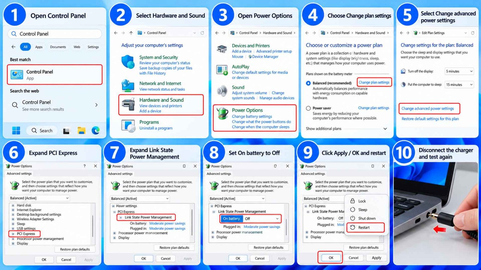 Disable PCIe Link State Power Management