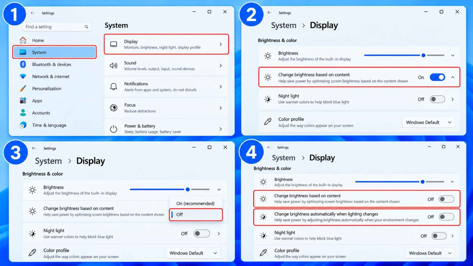Disable Windows 11 Content Adaptive Brightness Control 