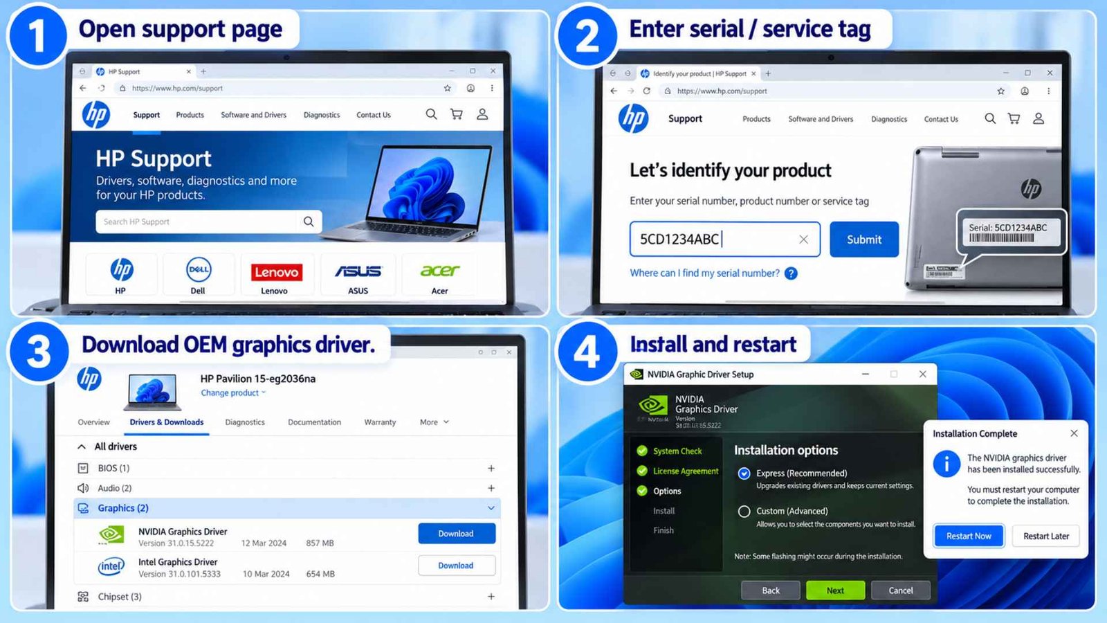 Install the Laptop Manufacturer’s OEM Graphics Driver
