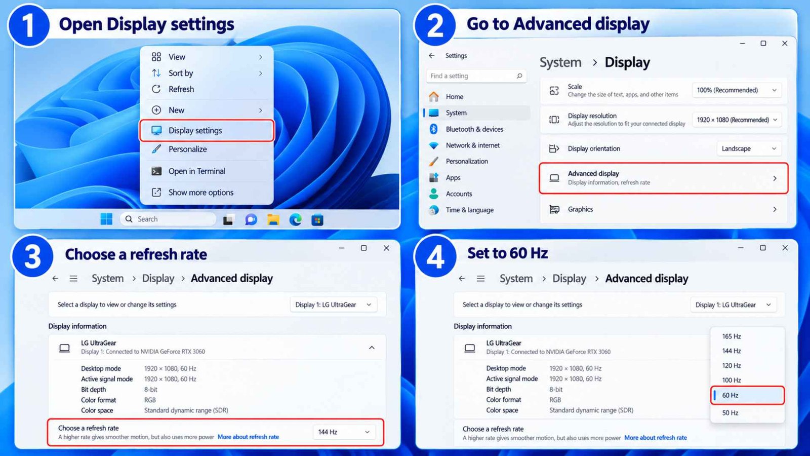 Lower Your Monitor's Screen Refresh Rate to 60Hz