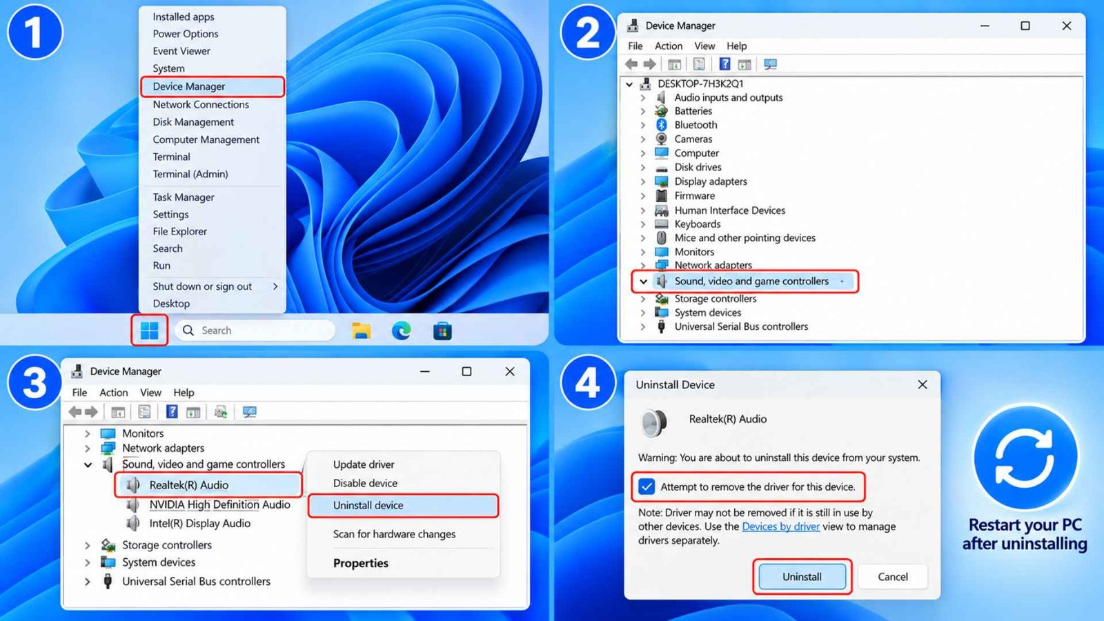 Reinstall the Audio Driver in Device Manager