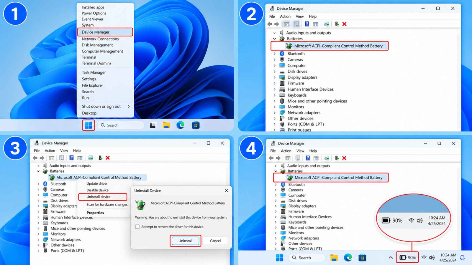 Reinstall the Microsoft ACPI-Compliant Battery Driver