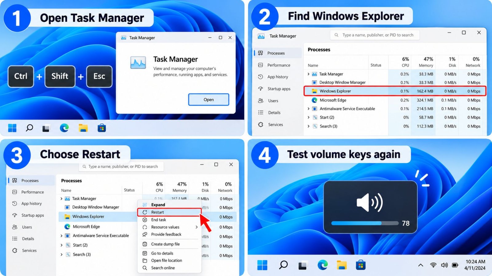Restart Windows Explorer