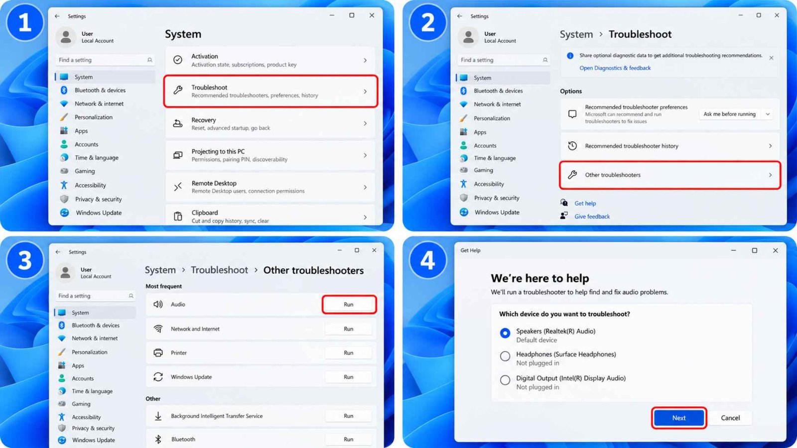 Run the Windows Audio Troubleshooter