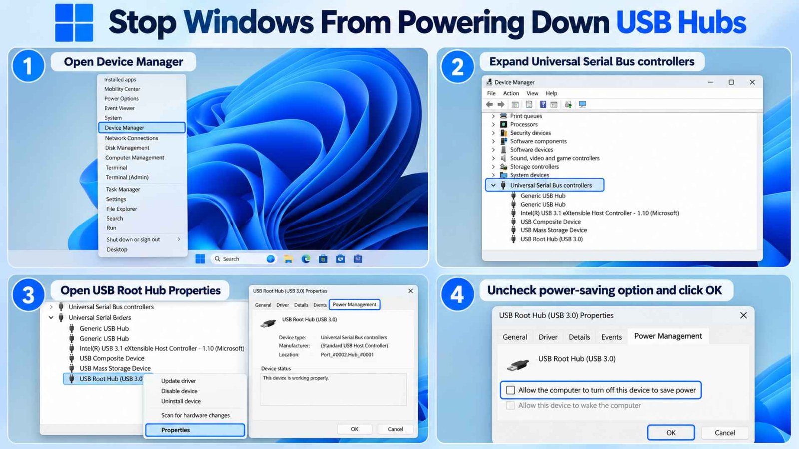 Stop Windows From Powering Down USB Hubs