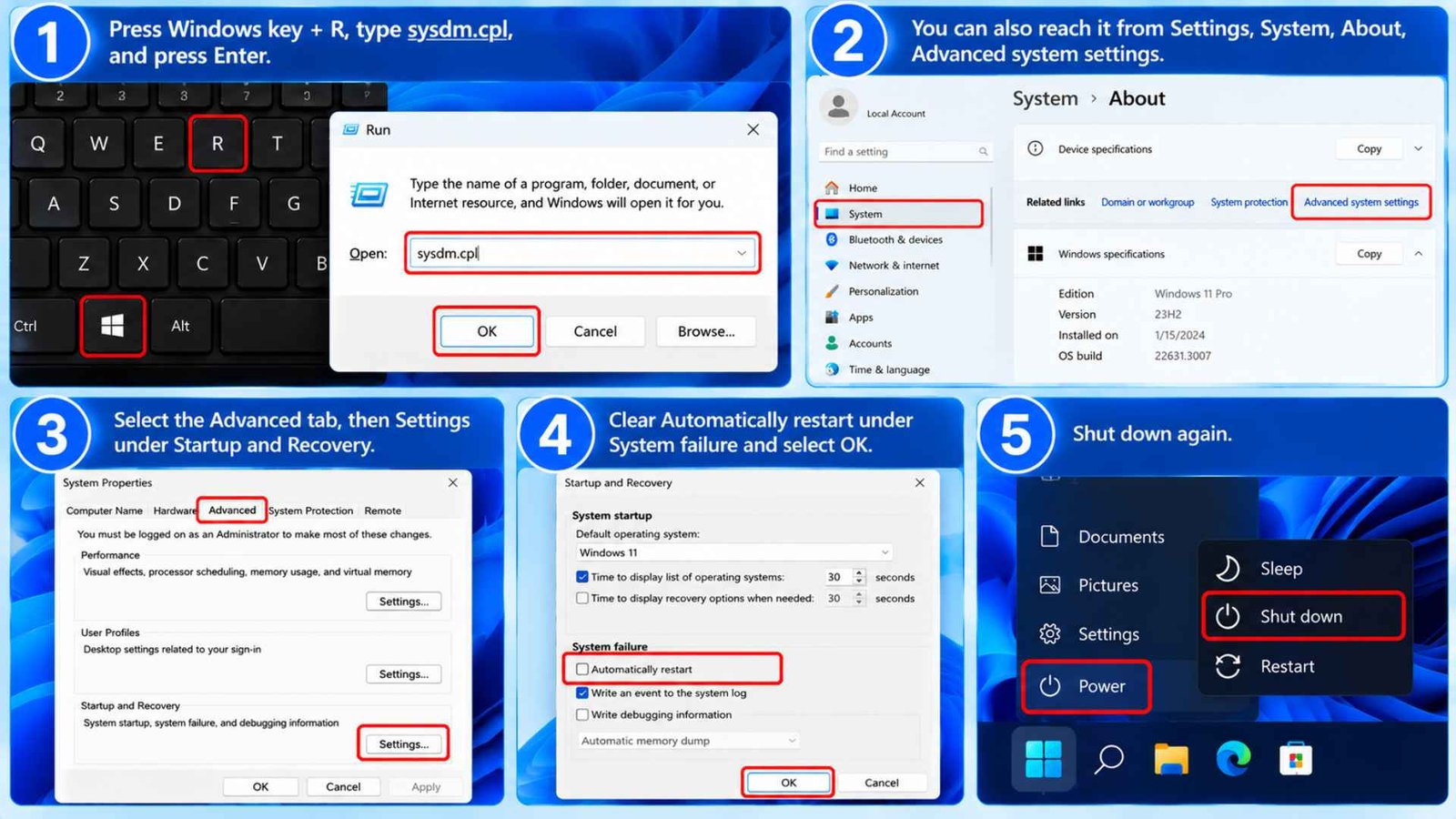 Turn Off "Automatically Restart" on Crash