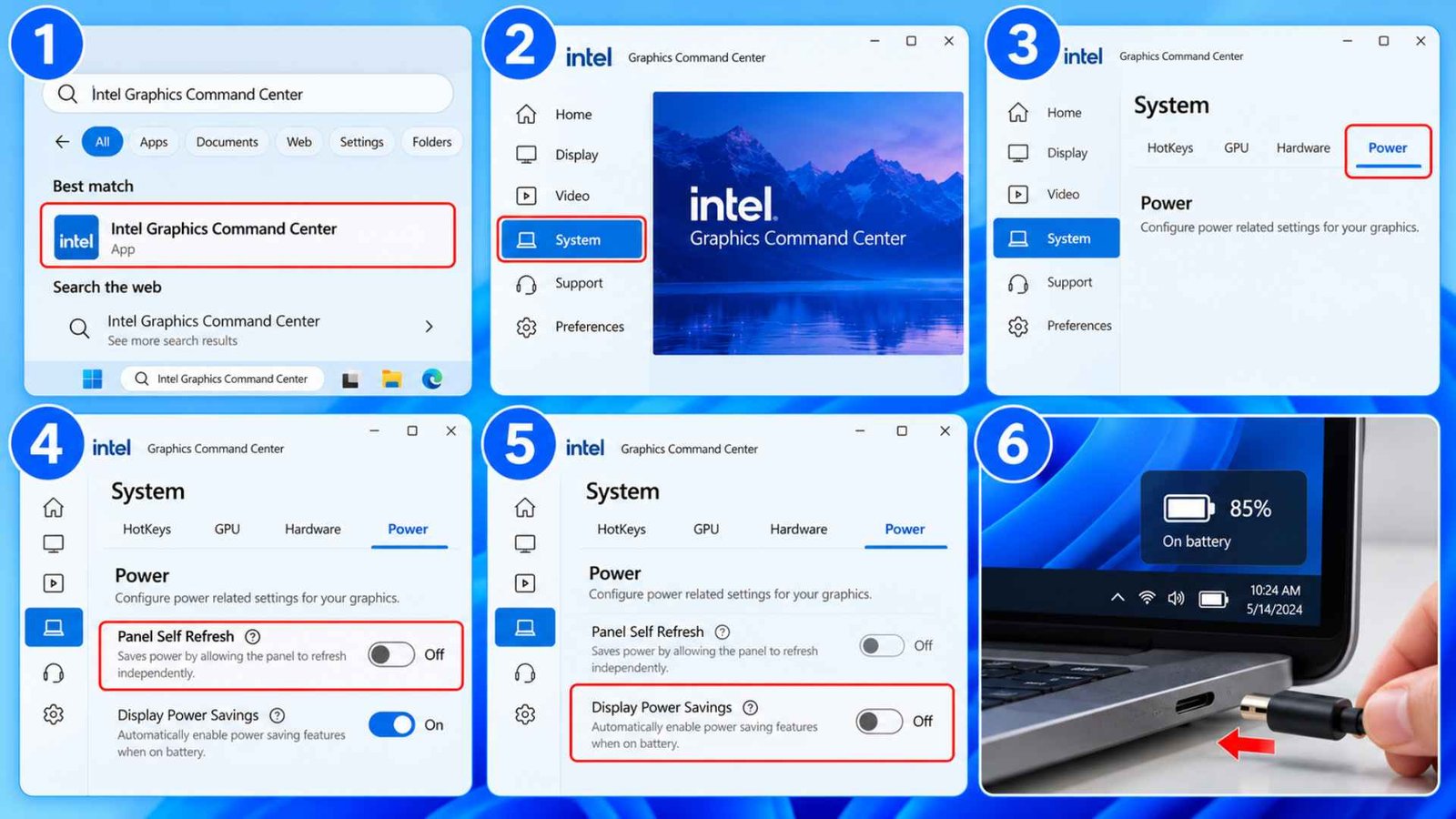 Turn Off Intel Panel Self Refresh and Display Power Saving