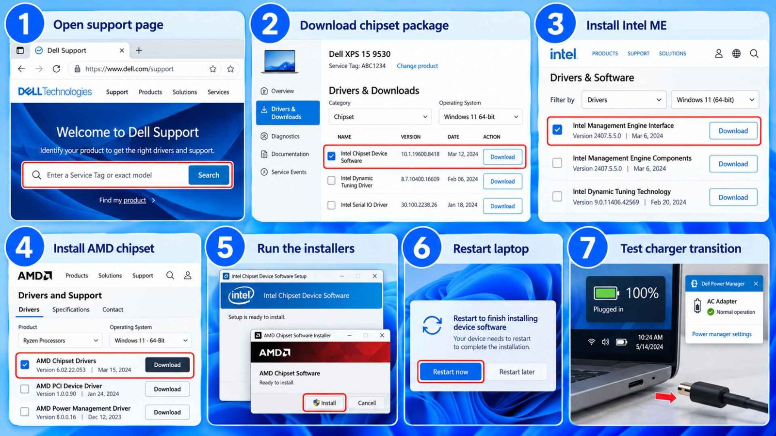 Update the Motherboard Chipset and Intel or AMD Power Drivers